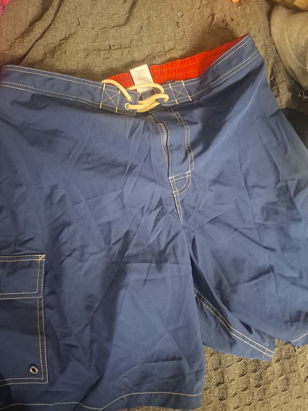 Ralph Lauren Navy Blue Swim/Board Shorts with Red Waistband Accents
